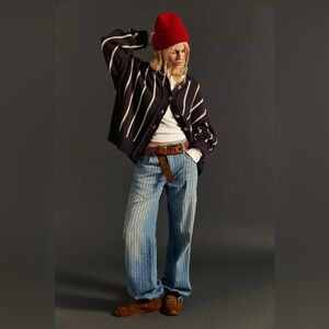 NWOT Free People Don’t Wait Up Pinstripe Boyfriend jeans